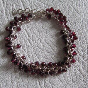 Sterling Silver Amethyst Multi Bead Bracelet - NEW